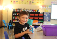 Student drinking milk