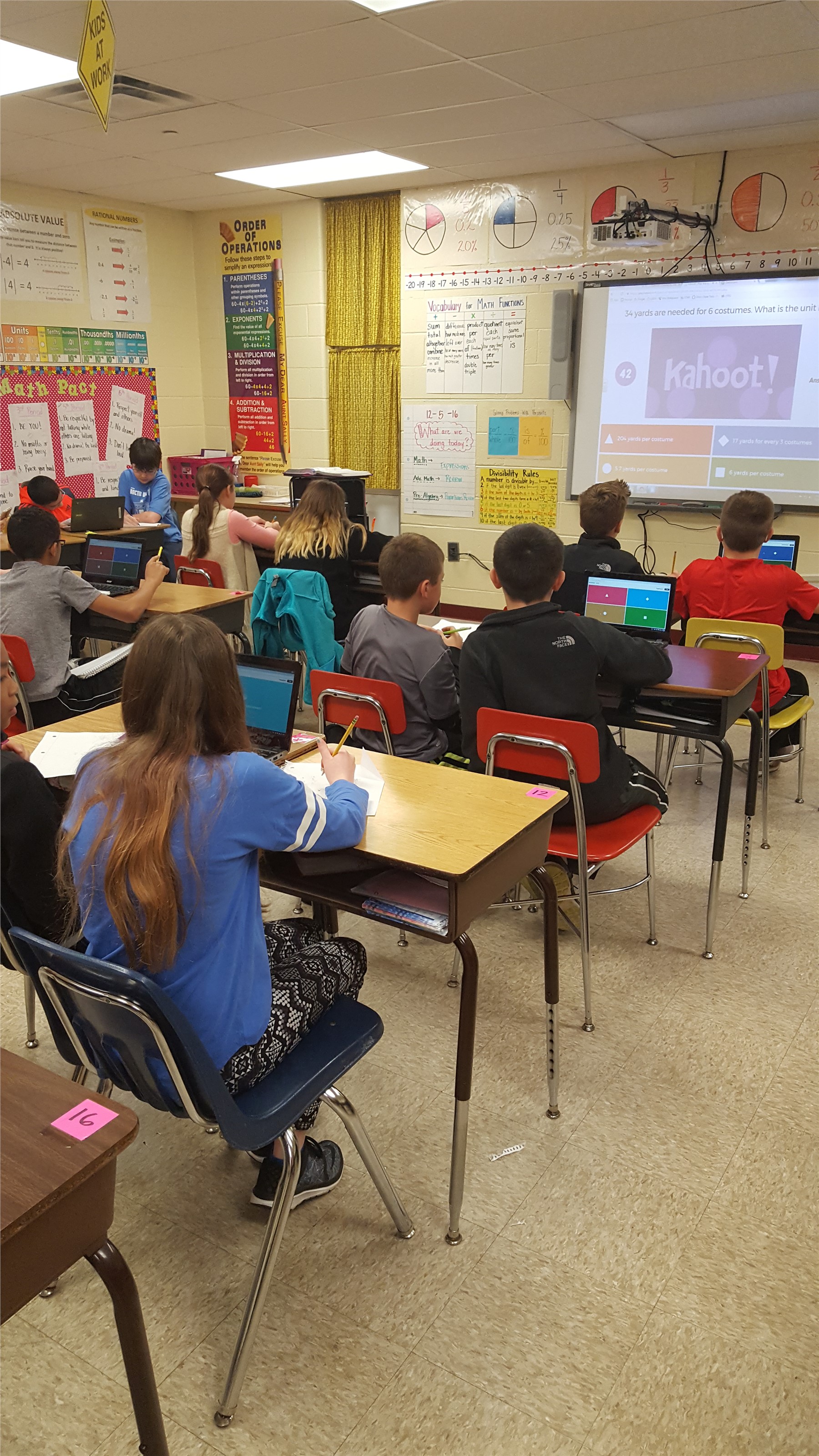 Students play "Kahoot!" to review.