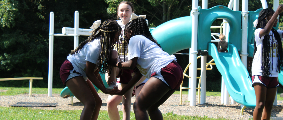 Youth cheerleading practice