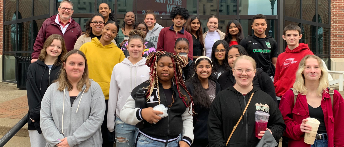 students on a college visit together