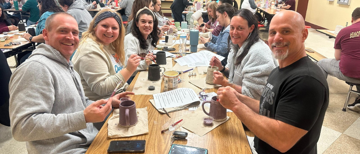 Staff bonding during a crafting event